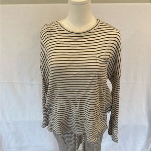 Madewell Cream and Black Striped Pajama Set (Top and Bottom) Size S